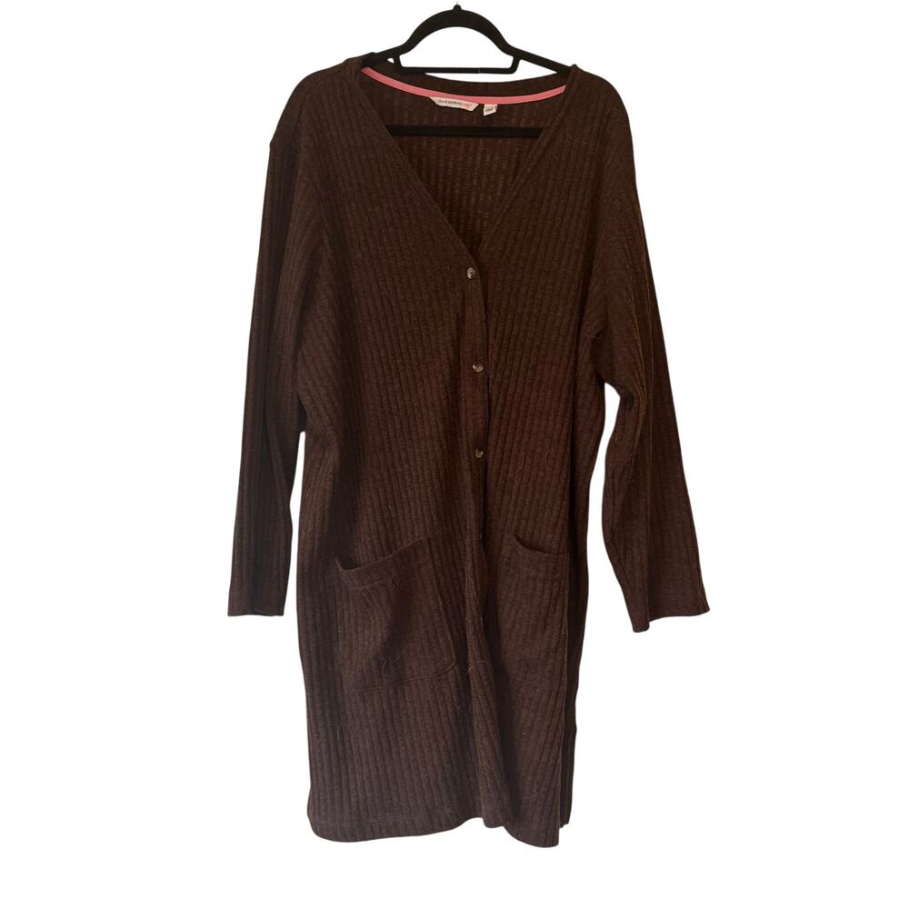 Issac mizrahi live brown knit long cardigan